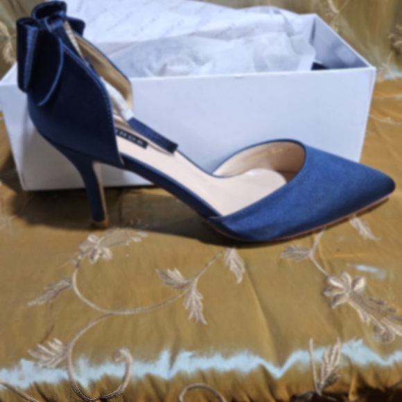 Chic Navy Ankle Strap Heels - Picture 6 of 9